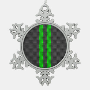 Ornement Flocon De Neige Bandes de course Accent Green Carbon Fibre Style