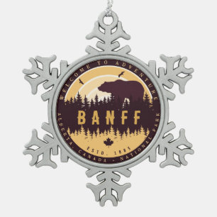 Ornement Flocon De Neige Banff Canada Montagnes Rocheuses Camping Vintage