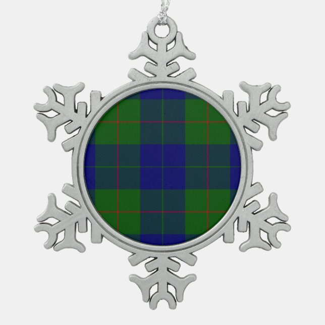 Ornement Flocon De Neige Barclay clan tartan bleu vert plaid (Devant)