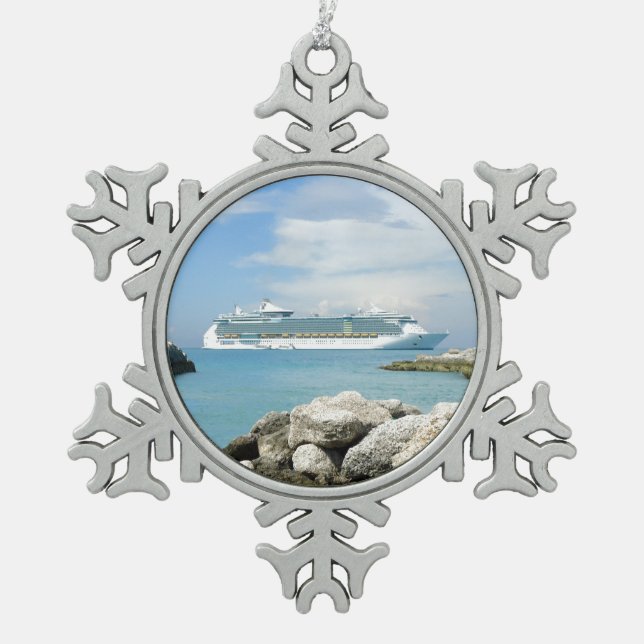 Ornement Flocon De Neige Bateau de croisière chez CocoCay (Devant)