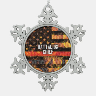 Ornement Flocon De Neige Battalion Chief Firefighter Flag