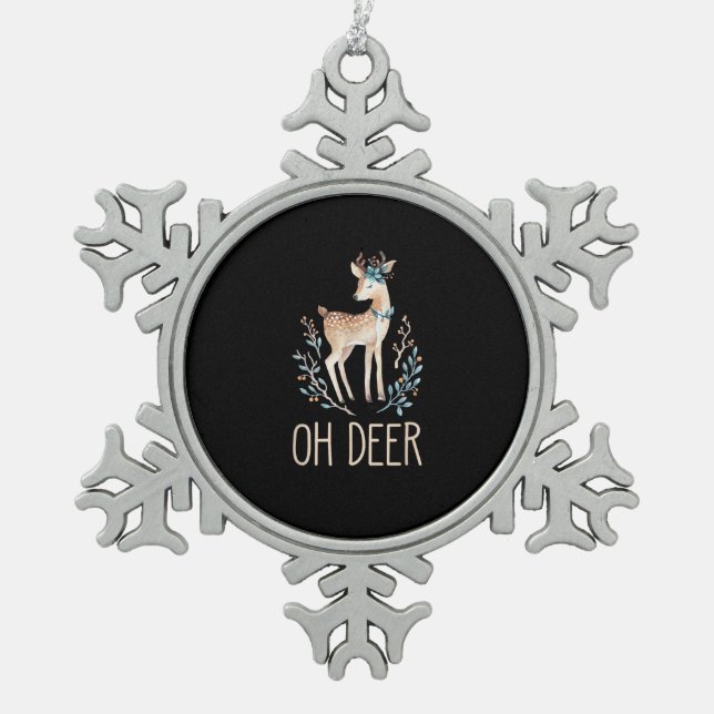 Ornement Flocon De Neige Beautiful Funny Deer Oh Deer Modern Design  (Devant)