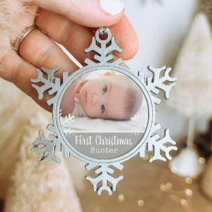Ornement Flocon De Neige Bébé Argent Premier Noël Flocon de Neige Photo