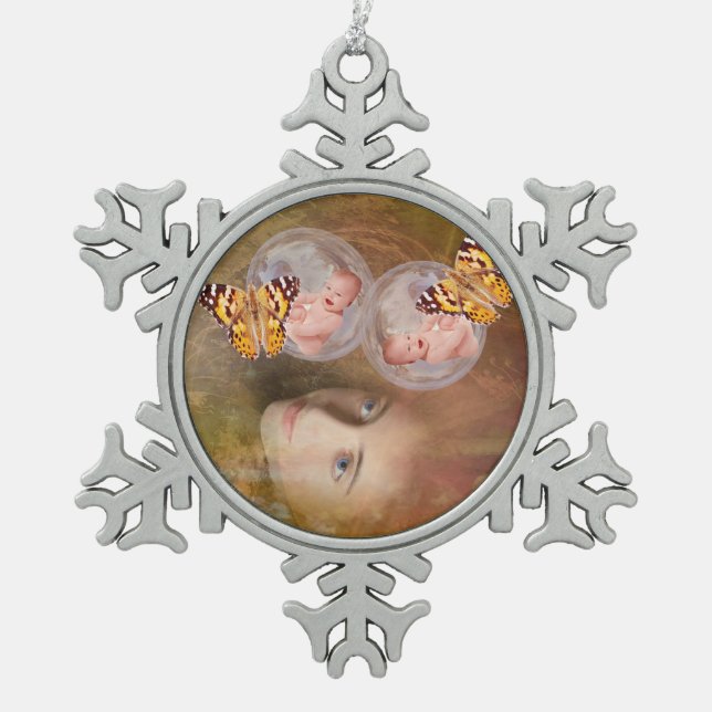 Ornement Flocon De Neige Bébé garçon et fille jumeaux (Devant)