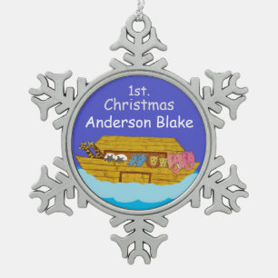 Ornement Flocon De Neige bébé Noah's Ark personnalisé 1er Noël