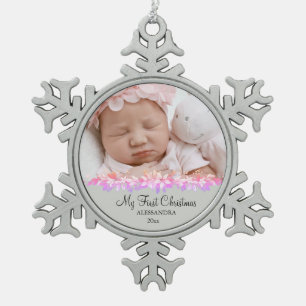 Ornement Flocon De Neige Bébé premier argent de Noël