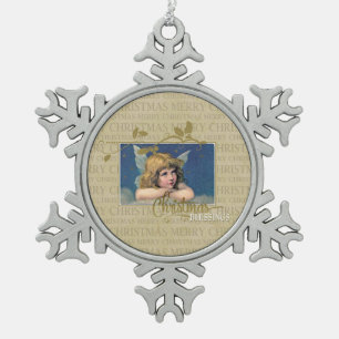 Ornement Flocon De Neige Bénédictions de Noël Ange Vintage