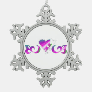 Ornement Flocon De Neige Beurtériser Lily et Coeur