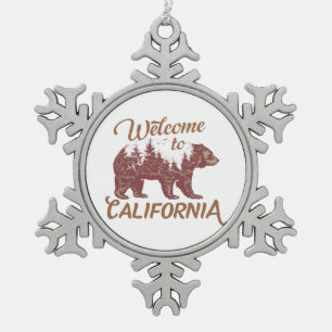 Ornement Flocon De Neige Bienvenue à California Bear Forest