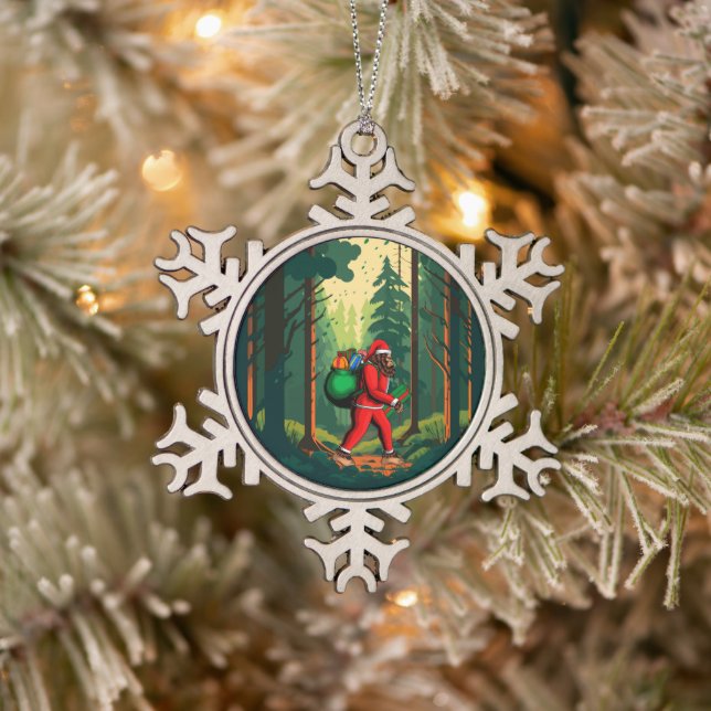 Ornement Flocon De Neige Bigfoot Santa Claus sac de cadeaux (Arbre)