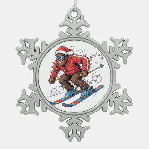Ornement Flocon De Neige Bigfoot Sasquatch Skiing Noël 2026 Vacances