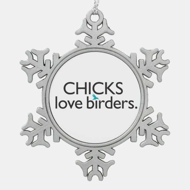 Ornement Flocon De Neige Birders d'amour de poussins (Devant)
