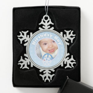 Ornement Flocon De Neige Birthday Boy Photo Winter Onederland