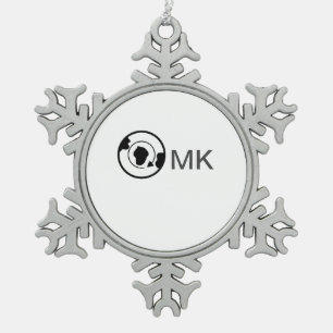 Ornement Flocon De Neige Black world globe ajouter nom monogramme détails d