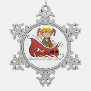 Ornement Flocon De Neige Blonde de traîneau de scout de "brownie"