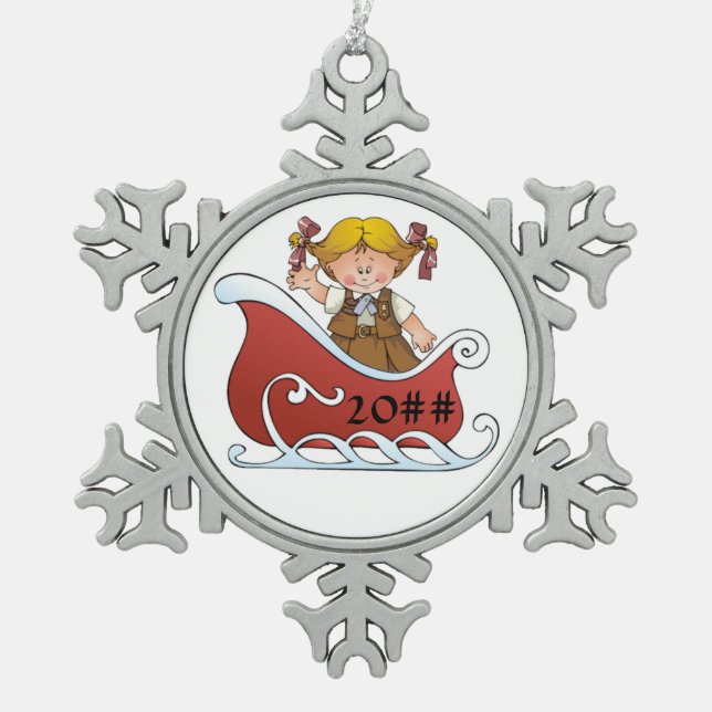 Ornement Flocon De Neige Blonde de traîneau de scout de "brownie" (Devant)