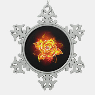 Ornement Flocon De Neige Blooming Fire Rose