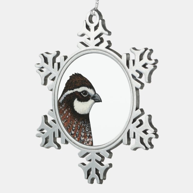 Ornement Flocon De Neige Bobwhite Quail Head (Vue impression)
