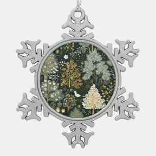 Ornement Flocon De Neige Boho vintage Blanc Vert Or Arbres de Noël