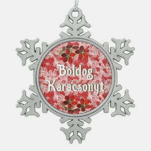 Ornement Flocon De Neige Boldog Karácsonyt   Joyeux Noël en hongrois