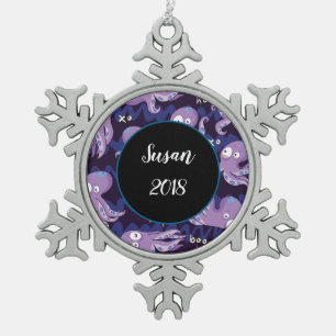 Ornement Flocon De Neige Boo Octopus mignon Violet Enfants Vêtements & Déco