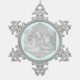 Ornement Flocon De Neige Bordure photo Cyan Hexagon clair