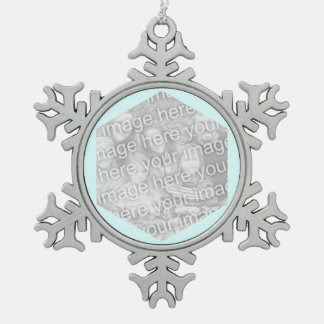 Ornement Flocon De Neige Bordure photo Cyan Hexagon clair