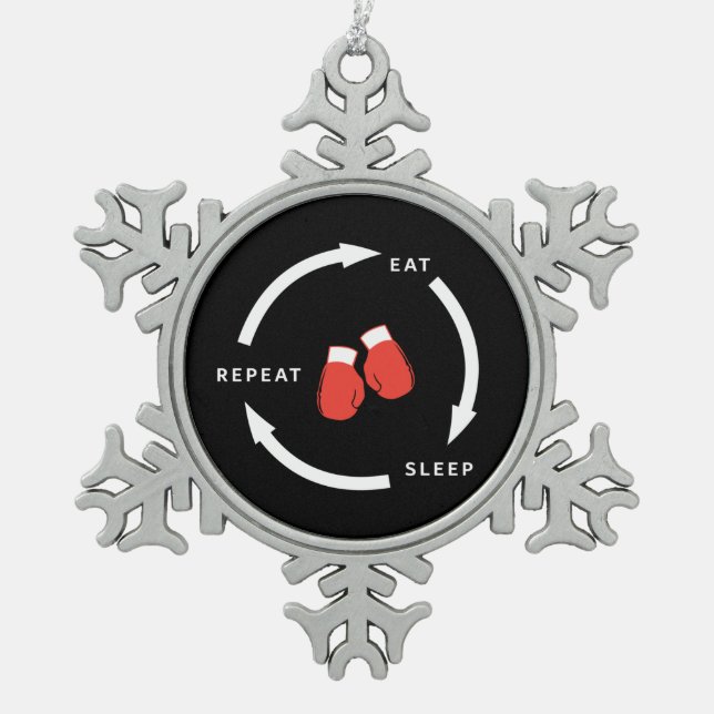 Ornement Flocon De Neige Boxer Boxer Manger Sommeil Répéter Le Ventilateur  (Devant)