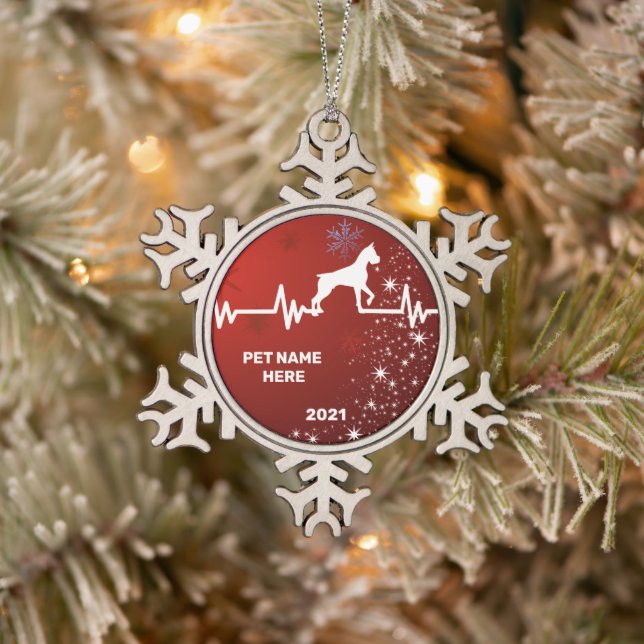 Ornement Flocon De Neige Boxer Heartbeat (Arbre)
