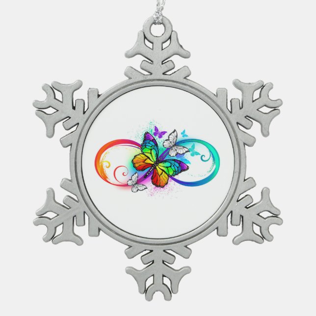 Ornement Flocon De Neige Bright infinity with rainbow butterfly (Devant)