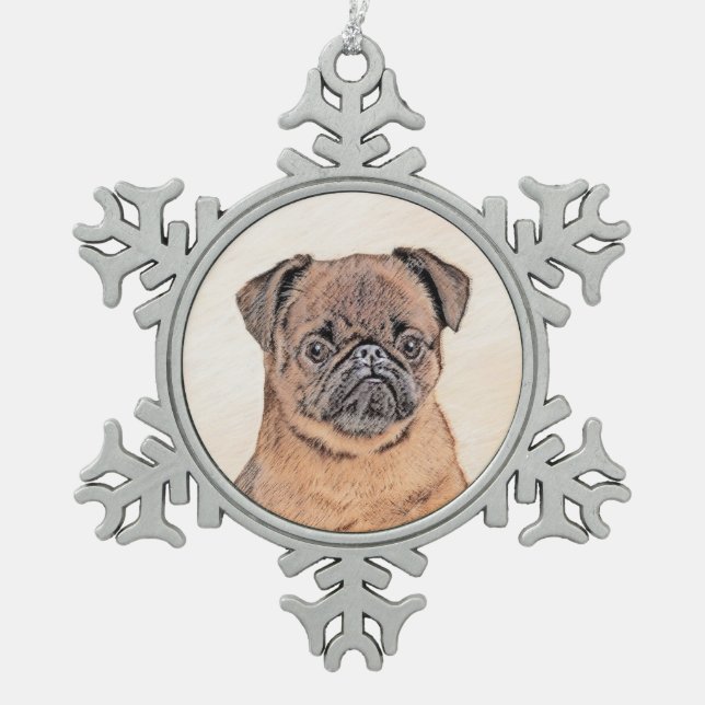 Ornement Flocon De Neige Bruxelles Griffon Smooth Painting Original Chien A (Devant)