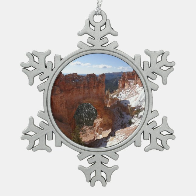 Ornement Flocon De Neige Bryce Canyon Pont naturel Paysage neigeux Photo (Devant)