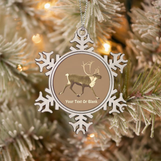 Ornement Flocon De Neige Bull Caribou - Sepia (Arbre)