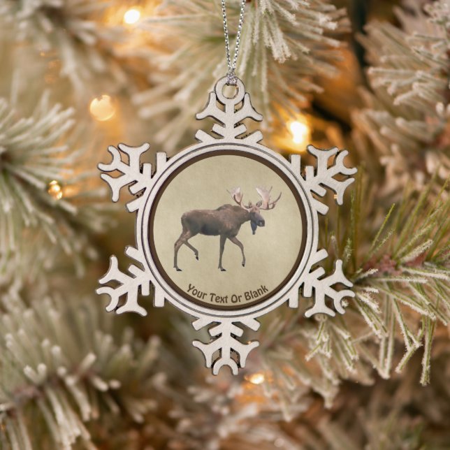 Ornement Flocon De Neige Bull Moose Sur Ancien Papier (Arbre)