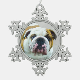 Ornement Flocon De Neige Bulldog Painting - Joli art original chien