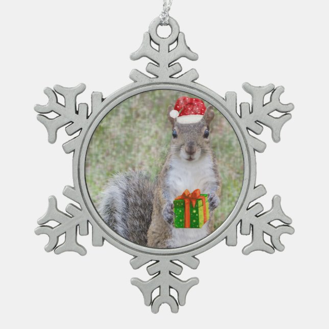 Ornement Flocon De Neige Cadeau de Noël de l'écureuil (Devant)