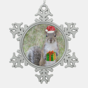 Ornement Flocon De Neige Cadeau de Noël d'écureuil