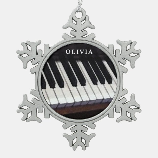 Ornement Flocon De Neige Cadeau de vacances Piano personnalisé (Devant)