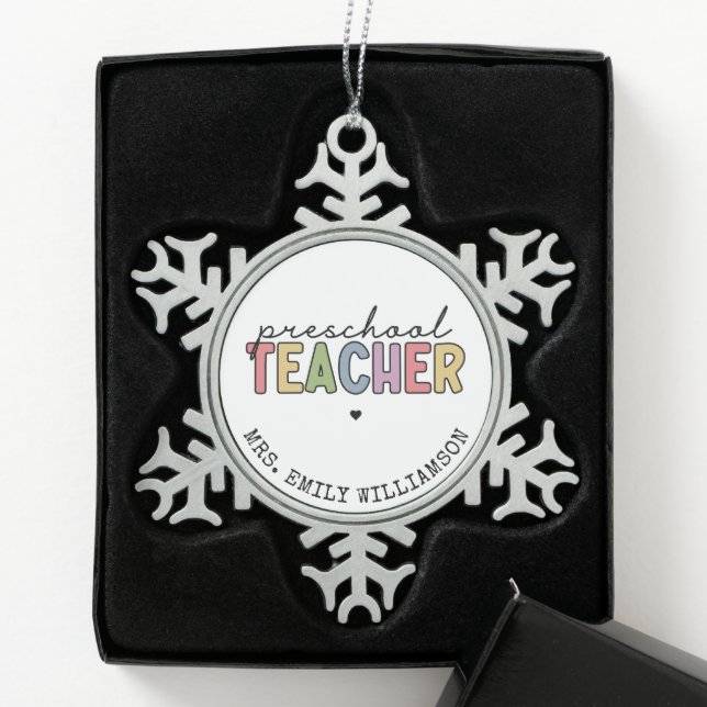 Ornement Flocon De Neige Cadeaux personnalisés de l'enseignant préscolaire (Boîte)