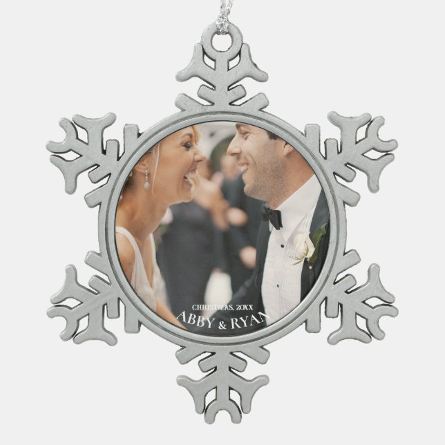 Ornement Flocon De Neige Cadres photo Snowflake Noël Personnalisé (Devant)
