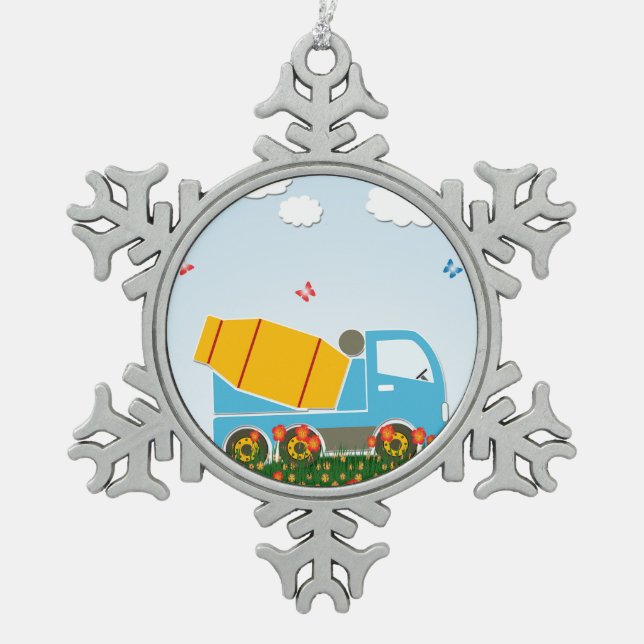 Ornement Flocon De Neige Camion de mélangeur de ciment (Devant)
