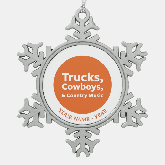 Ornement Flocon De Neige Camions, cowboys et musique country (Devant)