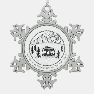 Ornement Flocon De Neige Campers personnalisés Van Life Couples en plein a