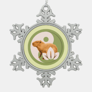 Ornement Flocon De Neige Capybara Zen Yin Yang Nature Paisible