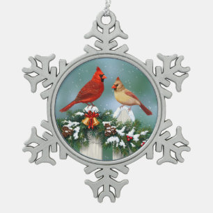 Ornement Flocon De Neige Cardinaux de Noël & Garland