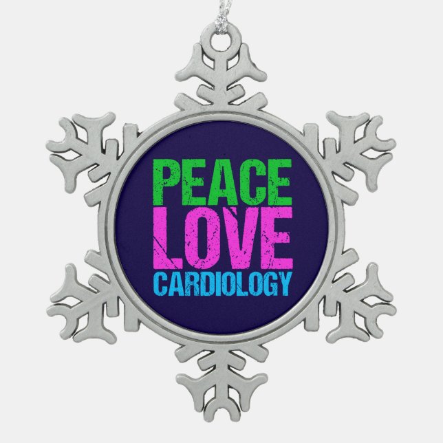 Ornement Flocon De Neige Cardiologie d'amour de paix (Devant)