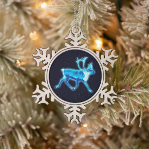Ornement Flocon De Neige Caribou bleu (rennes)