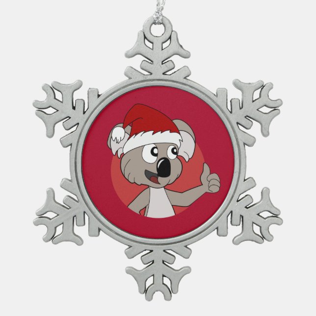 Ornement Flocon De Neige Caricature de koala de Noël (Devant)