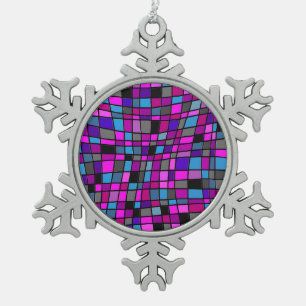 Ornement Flocon De Neige Carreaux de mosaïque violets amusants