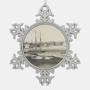 Ornement Flocon De Neige Carte imagée vintage de Newport RI (1860)